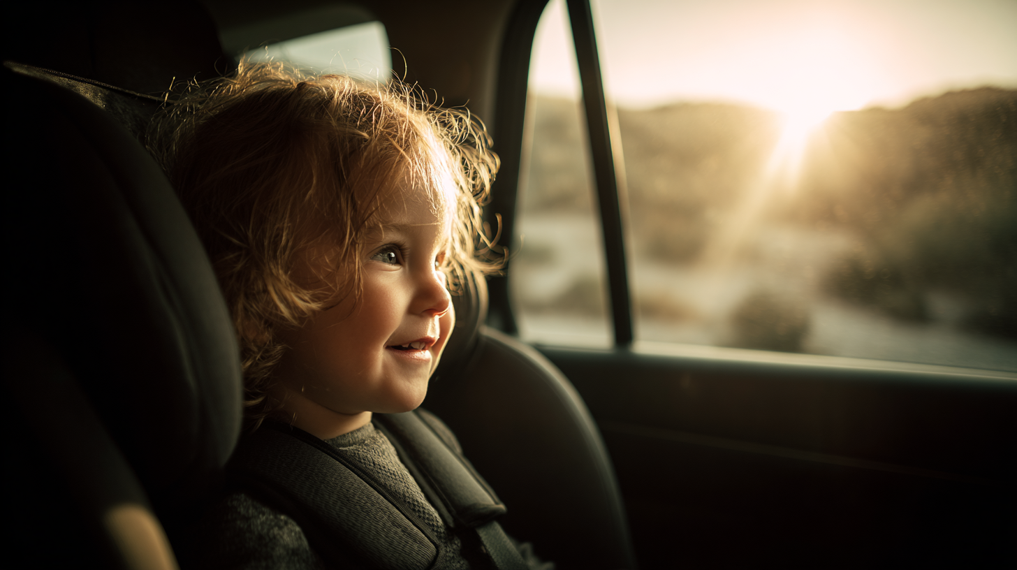 Parent deciding between a foldable car seat and a rear-facing convertible at an airport gate